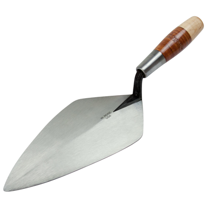 Picture of W. Rose™ 11-1/2” Wide London Brick Trowel with Low Lift Shank on a Leather Handle